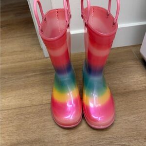 Colorful Girls Rainbow Rain Boots Toddler Size 11